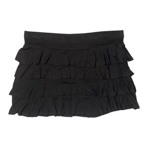 Y2K 2000s Twentyone Black Ruffle Tier Mini Skirt Size Medium